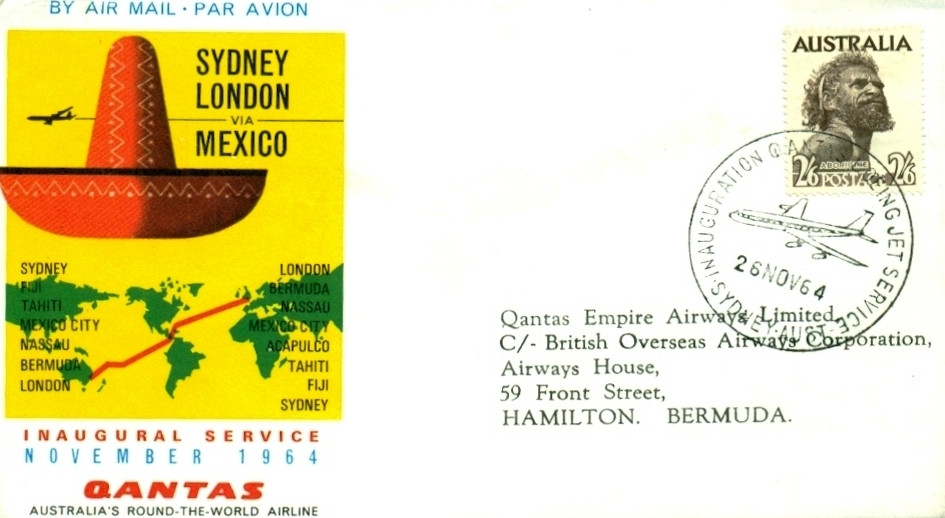 1964 Quantas to Bermuda first day cover