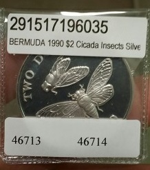 Bermuda cicada $2 coin 1990