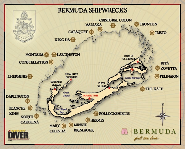 Bermuda shipwrecks map