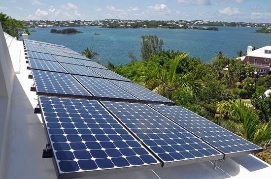Imported solar panels on a Bermuda roof