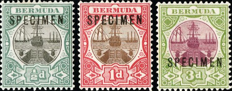 Bermuda stamps 1902 set of three