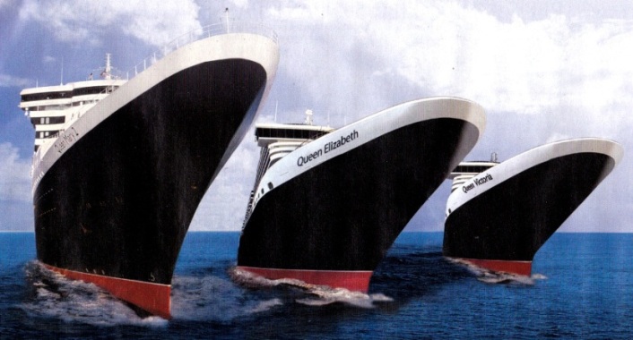 Cunard ships Queen Mary 1, Queen Elizabeth,  Queen Victoria