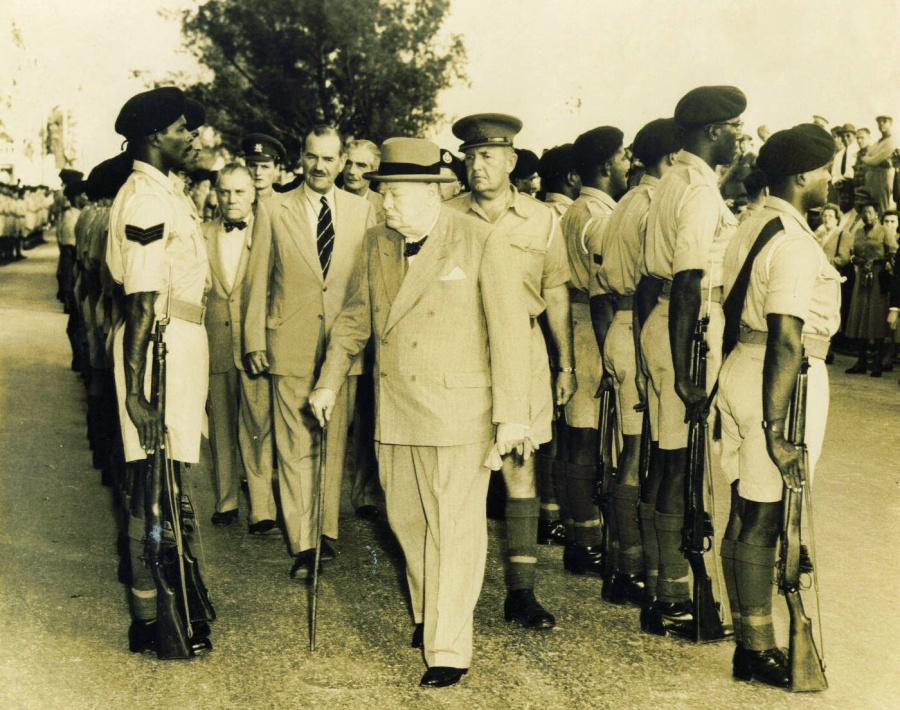 Churchill inspecting Bermuda defence forces, BMA