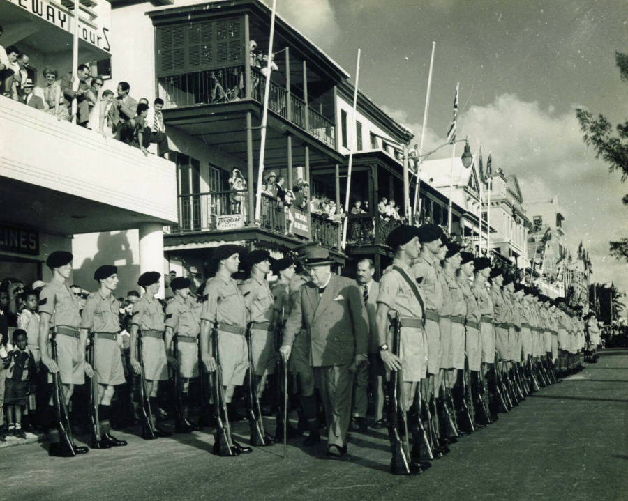 First Summit Meeting, Churchill inspecting the Bermuda Rifles