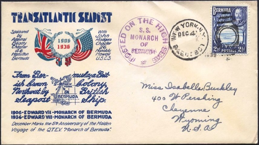 First Day cover of December 4, 1936