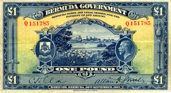 money 1927 Bermuda pound note