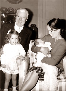 Oona and Charlie Chaplin and two of their children